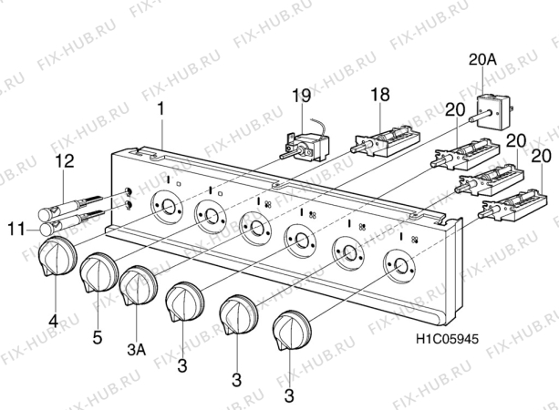 Взрыв-схема комплектующей Zanussi ZK54C - Схема узла H10 Control Panel